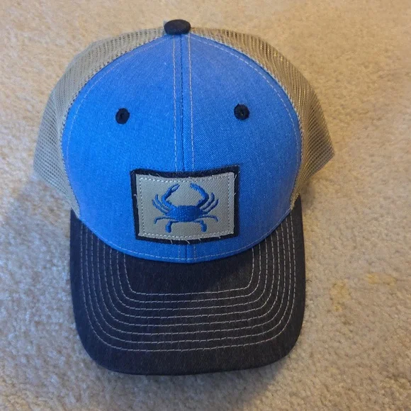 Brand New With Tags Blue and Tan Crab Logo Cap - Picture 1 of 3